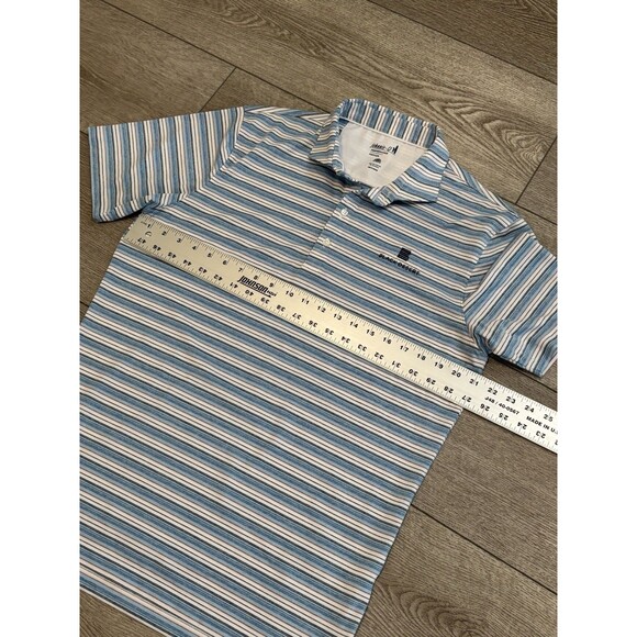 Johnnie-0 Golf Polo Performance Men’s Medium UPF 50 Blue/white Striped Preppy - Picture 5 of 6